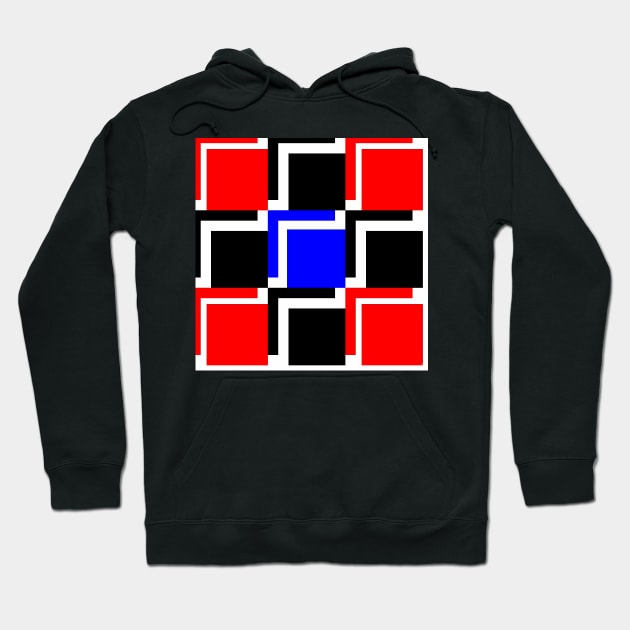 Red, black and blue squares Hoodie by TiiaVissak
